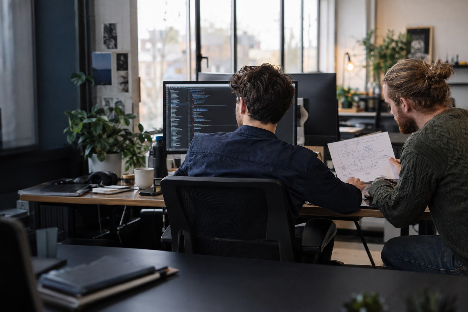 Team dat samen een werkproces doorneemt